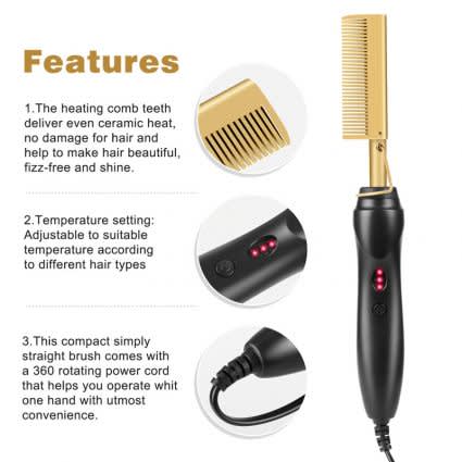 High Heat Ceremic Press Comb Curler and Straightener