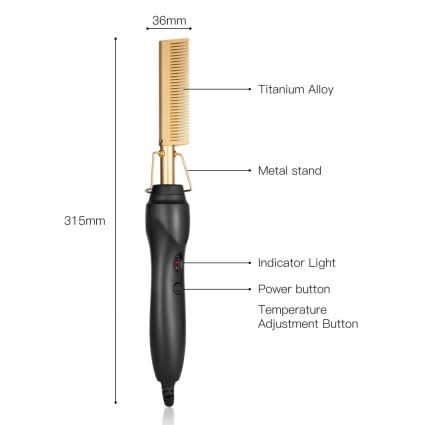 High Heat Ceremic Press Comb Curler and Straightener