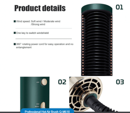Professional Hot Air Brush Green