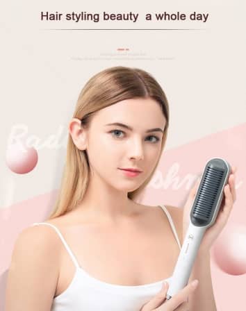 Luxury PTC Comb Hair Straightener Brush - White