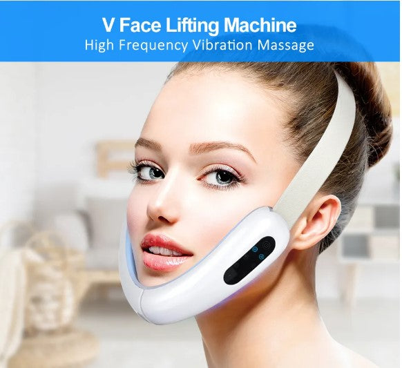 Chin V-Line Up Lift Belt Machine Red Blue LED Photon Therapy Facial Lifting Device - White