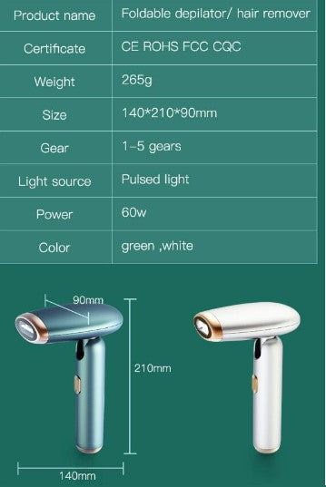 Handheld Photon Flash Laser Depilatory 5 Gears Hair Removal Machine - White